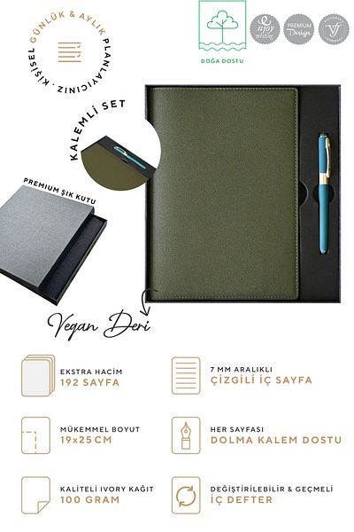 Victoria's Journals B5 Manager's Notebook with Box - 19X25 Cm, Ivory 96 Sheets, Monaco Pen