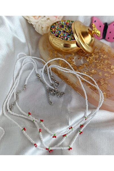 İnci Mode Kiraz Kolye Kum Boncuk Tasarım Zarif Toptan Perakende