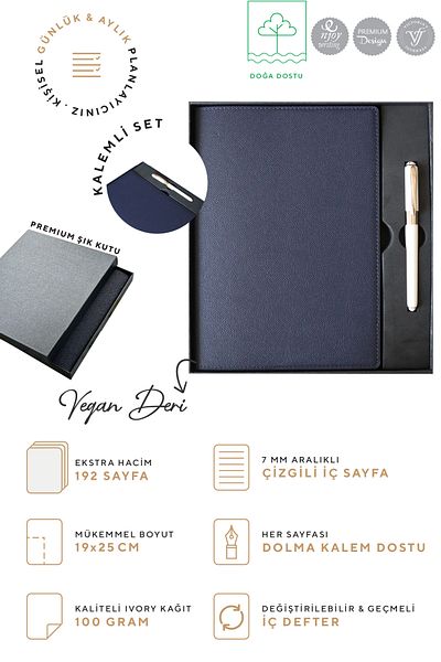 Victoria's Journals B5 Manager's Notebook with Box - 19X25 Cm, Ivory 96 Sheets, Monaco Pen