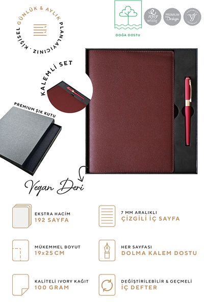 Victoria's Journals B5 Manager's Notebook with Box - 19X25 Cm, Ivory 96 Sheets, Monaco Pen