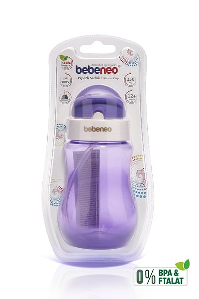 BEBENEO 250 ml Baby Drinker with Straw - Practical Lid, Bpa Free
