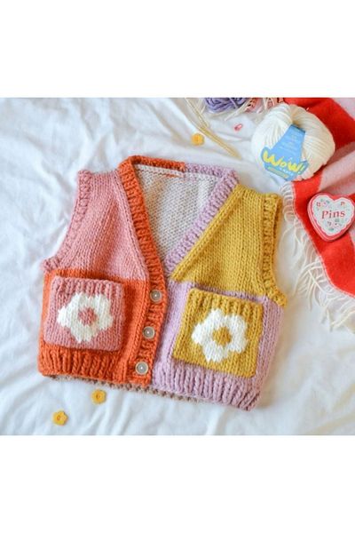 El örgüsü Women's Sweater and Vest Set