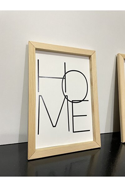 caddehediye ÇERÇEVELİ DOĞAL Ahşap Tablo ' Home 'Dekor Mutfak Tasarım Mdf