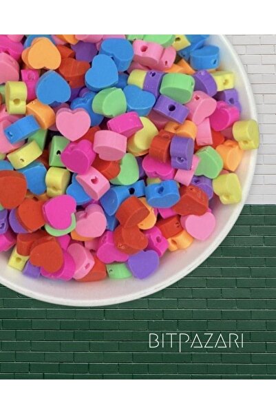 Flea Market 25 bucăți de argilă polimerică model de inimă colorată mărgele Fimo, realizarea de bijuterii