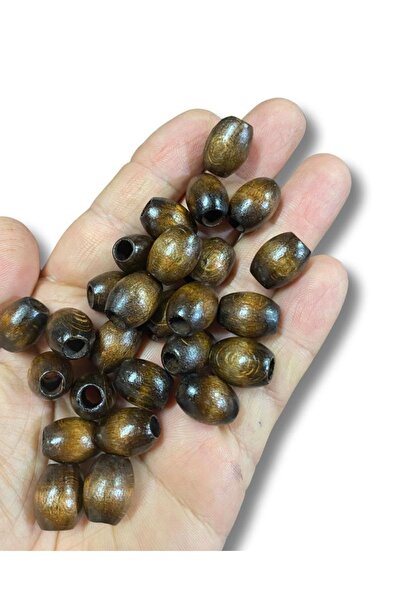 Flea Market خرز خشبي بيضاوي بني مقاس 12x15 ملم - 30 قطعة