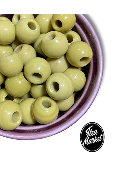 Flea Market 16 mm perle od jagnjećeg stakla u boji kosti - Makrame perli - uk...