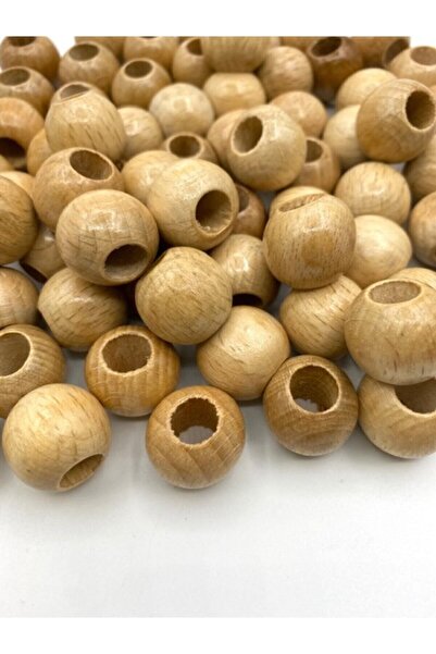 tebrikcim Ahşap Boncuk, 20mm Vernikli Tahta,ahşap Boncuk (50GR,~ORT.20 ADET B...