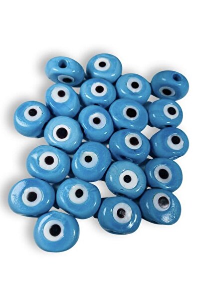 Flea Market خرز عين الهندباء الزرقاء حجم كبير 2.5 سم صناعة يدوية - (8 قطع)