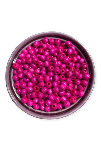 Flea Market Mărgele din lemn fucsia de 6 mm - Mărgele decorative, Mărgele de macrame (50 Gr, Mediu 350-400 bucăți)
