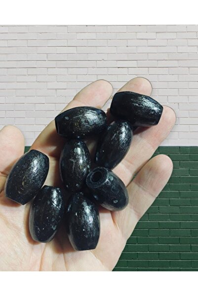 Flea Market Mărgele de lemn ovale negre de 30 mm - 12 buc