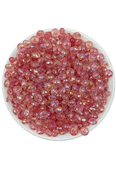 Flea Market Mărgele acrilice Janjan oblate de culoare roz de 8 mm, mărgele de hobby pentru realizarea de bijuterii strălucitoare (50GR, ~ 90 buc.)