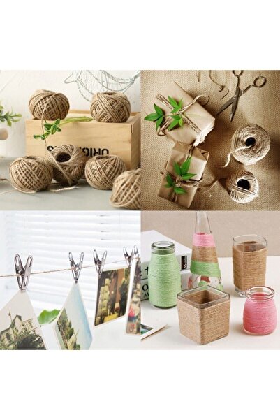 VONTAR Natural Jüt Ip - Kendir Ip - Hasır Ip - Süsleme Ve Hobi Ipi Kraft Süsleme Magnet Kutuları Süsleme