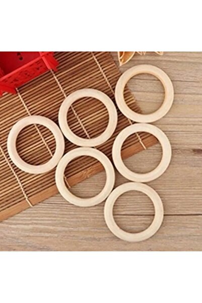 VONTAR 5 سم 5 قطع حلقة خشبية - حلقة التسنين، حلقة أميجورومي، حلقة سلسلة اللهاية