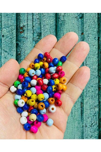 Flea Market Mărgele din lemn de culori mixte de 6 mm 80 gr -