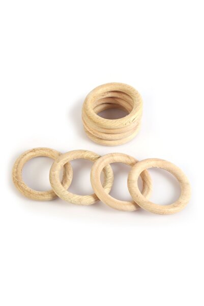 YuliCraft 5 قطع عضاضة خشبية طبيعية مقاس 7 سم، حلقة مكرامية، حلقة أميجورومي