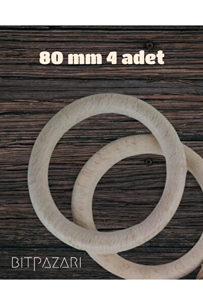 Flea Market Diş Kaşıyıcı Doğal Ahşap Halka ( 80 Mm - 4 Adet)