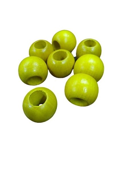 Selin 14 Mm Yellow Wooden Beads - 100 Grams (100 Pieces)