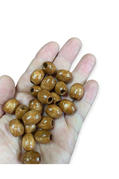 Flea Market Mărgele din lemn de culoare stejar oval de 15 mm - 30 buc -