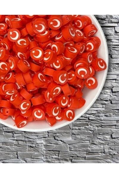 Flea Market 20 خرزة فيمو العلم التركي - خرز المجوهرات -