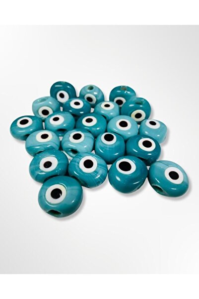 Flea Market خرز عين الشر الهندباء صناعة يدوية حجم كبير 2.5 سم تركواز - (8 قطع)