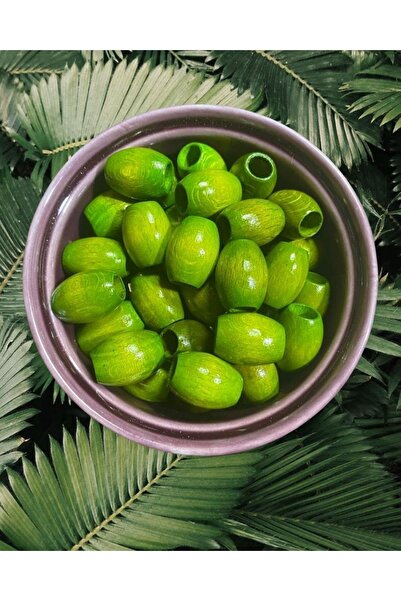 Flea Market 20 mm ovalne šumsko zelene drvene perle - (20 komada)