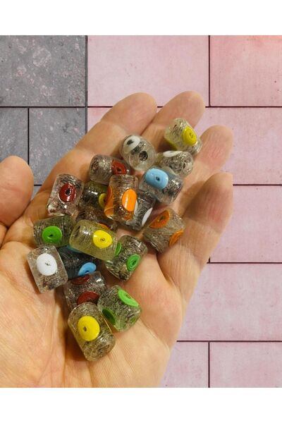 Flea Market Мраморен цилиндър Прозрачни макраме мъниста - Декоративни мъниста...