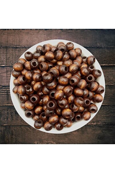 tebrikcim خرز خشبي مزخرف بني اللون - 200 قطعة 10 ملم