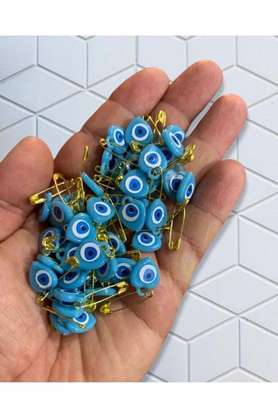 VONTAR 50 Pieces Baby Blue Needled Evil Eye Beads