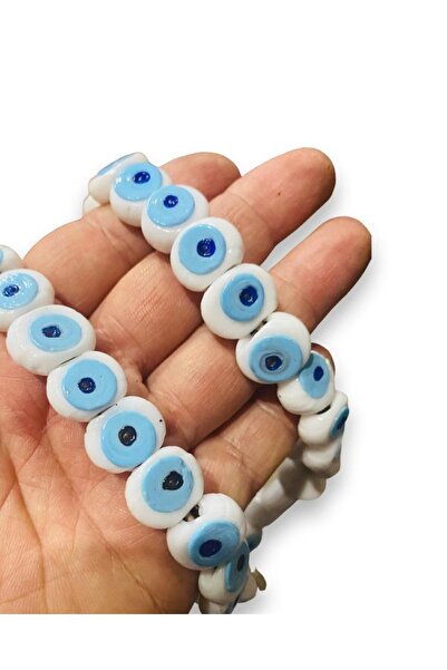 Flea Market Бяла ръчно изработена мъниста за уроки 1,5 см - (12 броя)