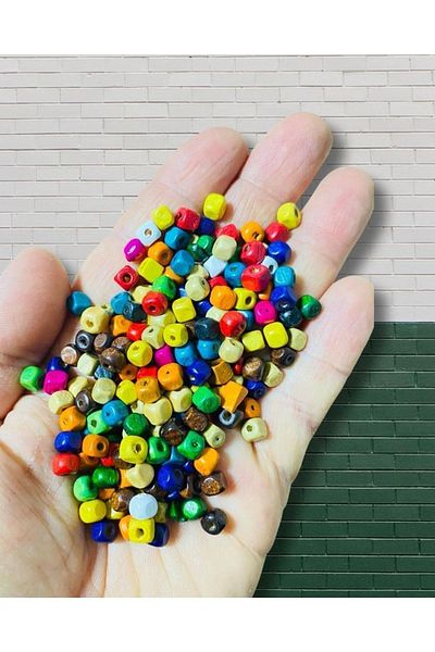 Flea Market Mărgele din lemn de tablă cub de culori mixte de 5 mm (25 GR, ~ 350 bucăți de mărgele)