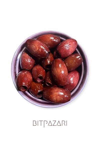 Flea Market Mărgele de lemn ovale roșii Claret de 30 mm - 12 buc