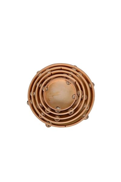 Tef Atölyesi Leather Tambourine 27 cm Wooden Tambourine with 5 Bells Medium Size Henna Tambourine 1 Piece