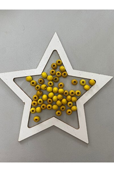 Selin 10 мм жовті дерев'яні намистини - 100 г (± 300 штук)