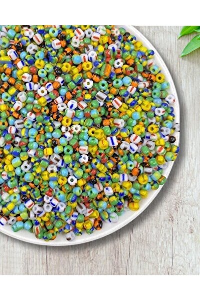 Flea Market خرز رمل مخطط، 50 جرام خرز رمل زجاجي مخطط ملون مختلط، خرز مجوهرات ...