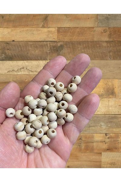 Selin 10 Mm Raw Unprocessed Wood Beads - 100 Grm (Average ± 250 - 300 Pieces)