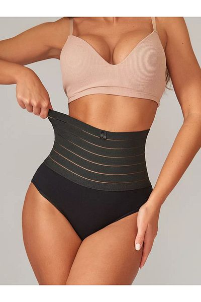 MİSTİRİK Model Buturo pentru ridicarea și fermitatea abdomenului Chiloți cu corset cu talie înaltă Culoare neagră