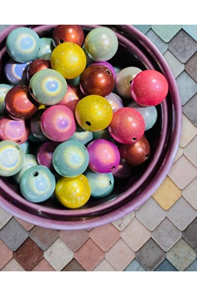 Flea Market Fosforlu Mirror Bead Aynalı Süs Takı Dekor Boncuğu - 15mm - 20 Adet