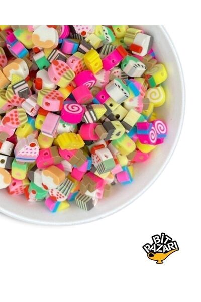 Flea Market 25 bucăți de argilă polimerică Fimo mixt cupcake, patiserie, mărgele figurine de înghețată, bijuterii