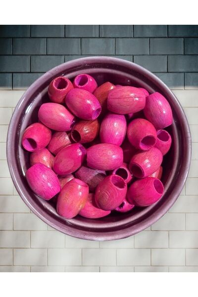 Flea Market خرز خشبي بيضاوي فوشيا 20 مم - (20 قطعة)