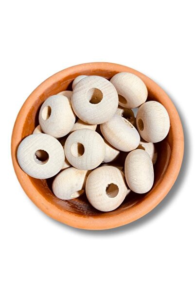 Flea Market Χάντρες UFO από ακατέργαστο ξύλο 32 mm - (8 τεμάχια)