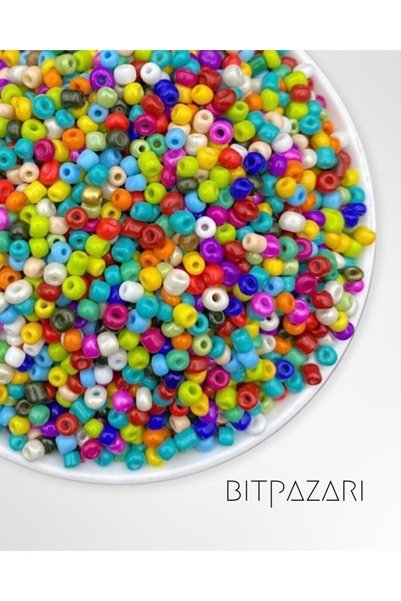 Flea Market 500 Adet Karışık Renk Cam Kum Boncuk , Takı Yapım Boncuğu - Mix