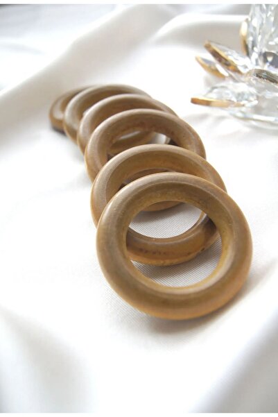 izmir Bitpazarı Set of 8 Wooden Presentation Natural, Napkin Holder, Ring Napkin Ring - Wedding Invitation Organization