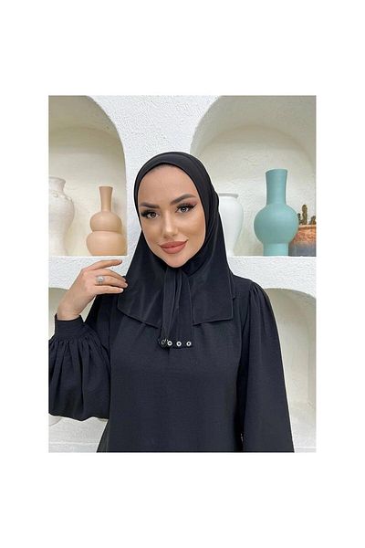 nazenin export Hijab Swimsuit Top - Snap Fastener, Matching Bonnet Hijap, BLACK