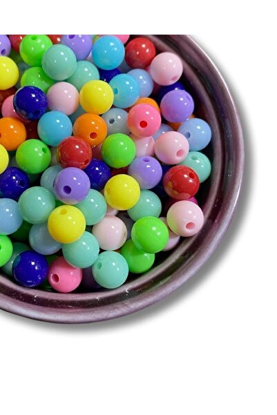 Flea Market 100 bucăți de mărgele acrilice cu gaură fină de 10 mm în tonuri pastel