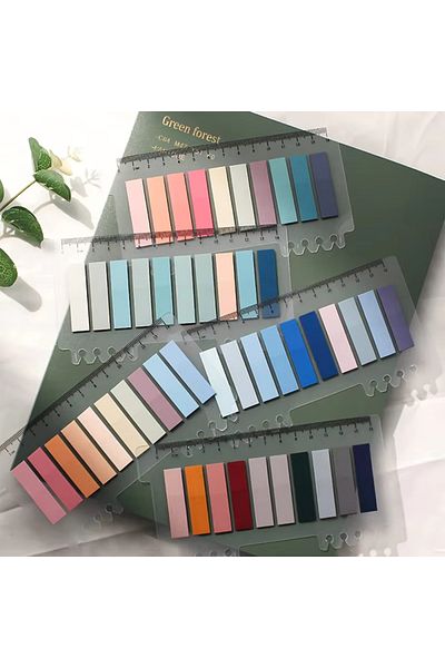 NaSaDAN Leaf Transparent Pastel Tones - 1200 Model Postit Note Set, 6 Pieces