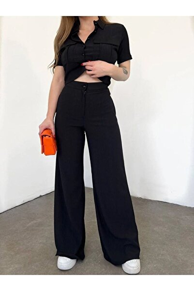 Afiş Butik طقم بنطلون نسائي مغطى بأزرار