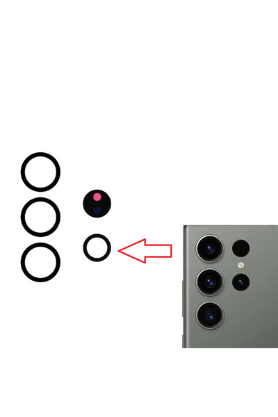 FLAGEN Samsung Galaxy S23 Ultra Arka Kamera Camı Lensi Yapışkanlı