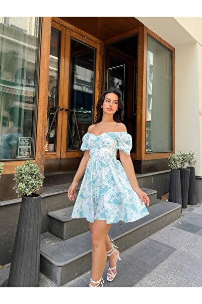 POYDER PRENSES YAKA ÇİÇEK DESENLİ MİNİ ELBİSE