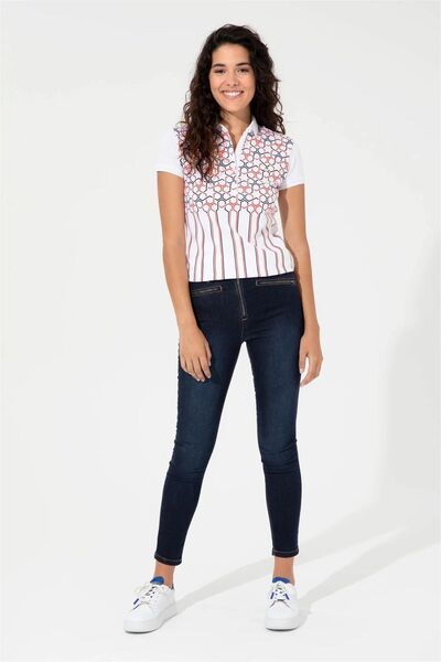 U.S. Polo Assn. Tricou de damă bleumarin cu gât polo