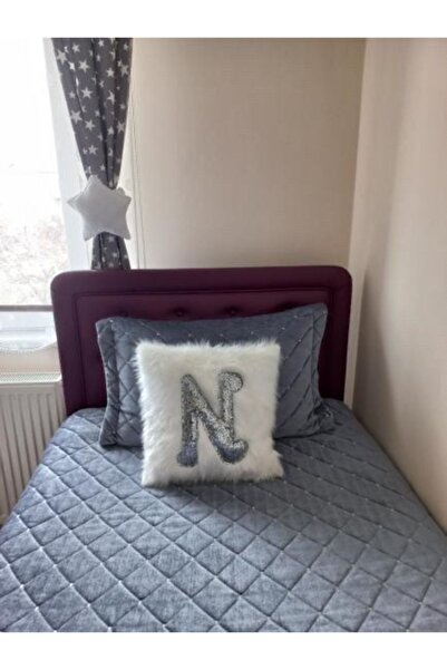 YILMAZHOME Husă de pernă cu litere de pluș - (Literă albă de pluș-argintiu)